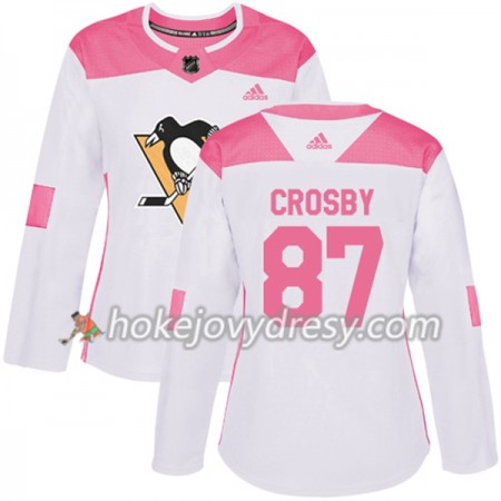 Dámské Hokejový Dres Pittsburgh Penguins Sidney Crosby 87 Bílá 2017-2018 Adidas Růžová Fashion Authentic